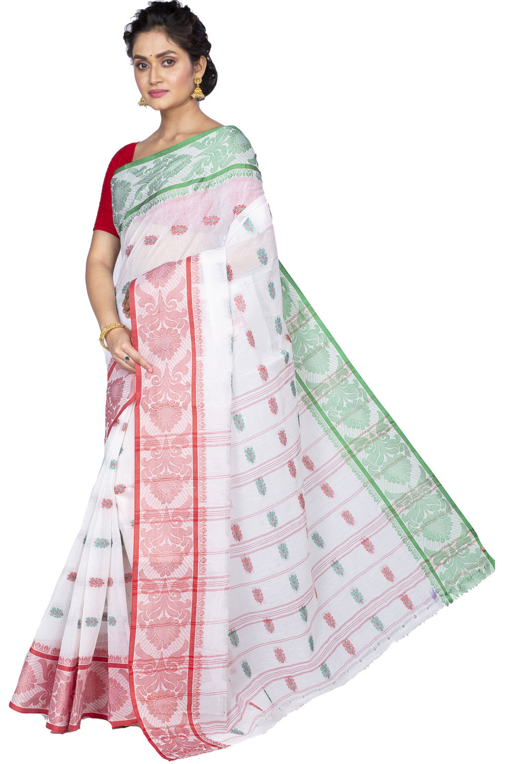 White Pure Cotton Akriti Tant Saree (167)